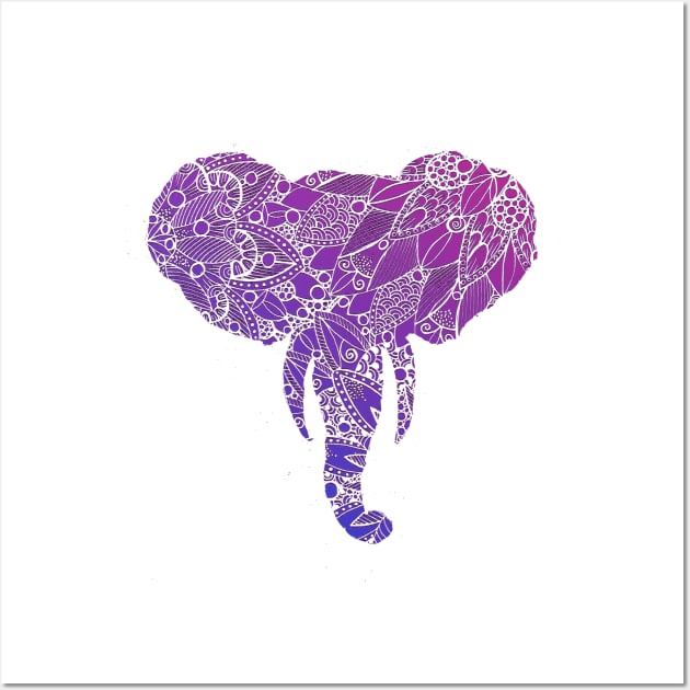 Purple Mandala Elephant Wall Art by ZeichenbloQ